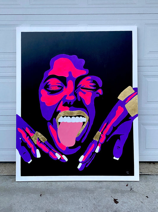 Neon #1 Canvas - Momma Lips Draws