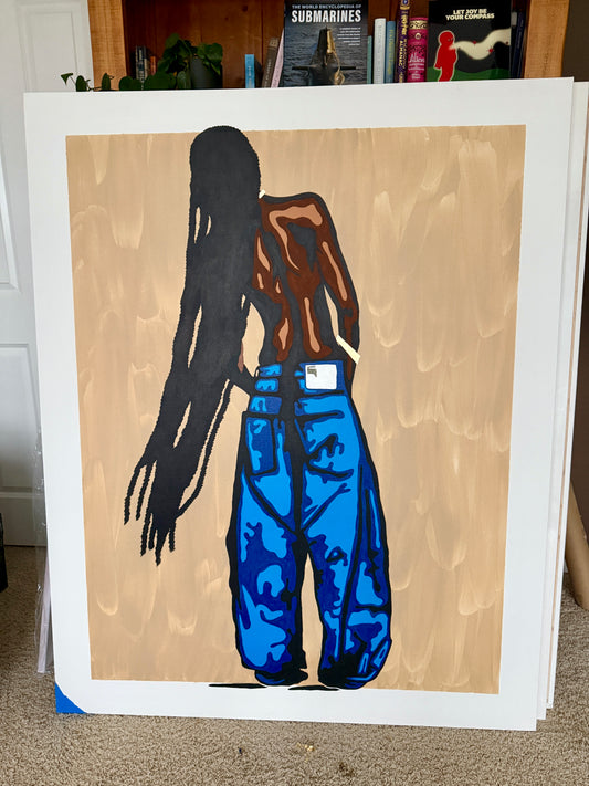 Braids + Baggy Jean Canvas - Momma Lips Draws
