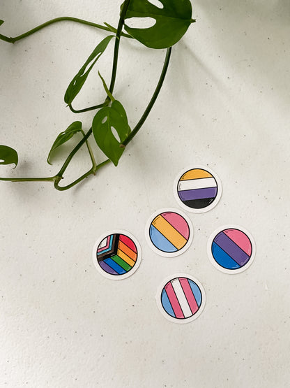 Collection of LGBT flags small, round stickers