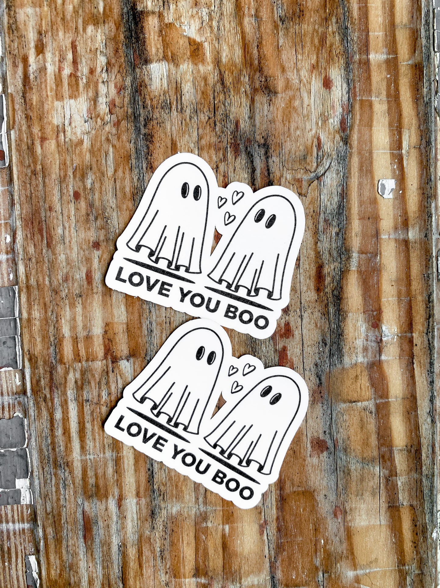 2 Love You Boo stickers. 2 ghosts saying "Love you boo"